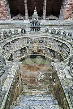 Superbly carved sunken water tank known as the Tusha Hiti inside Â the beautiful courtyard of Sundari Chowk